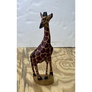 Hand Carved One Piece Wood Carving Giraffe Made In Kenya